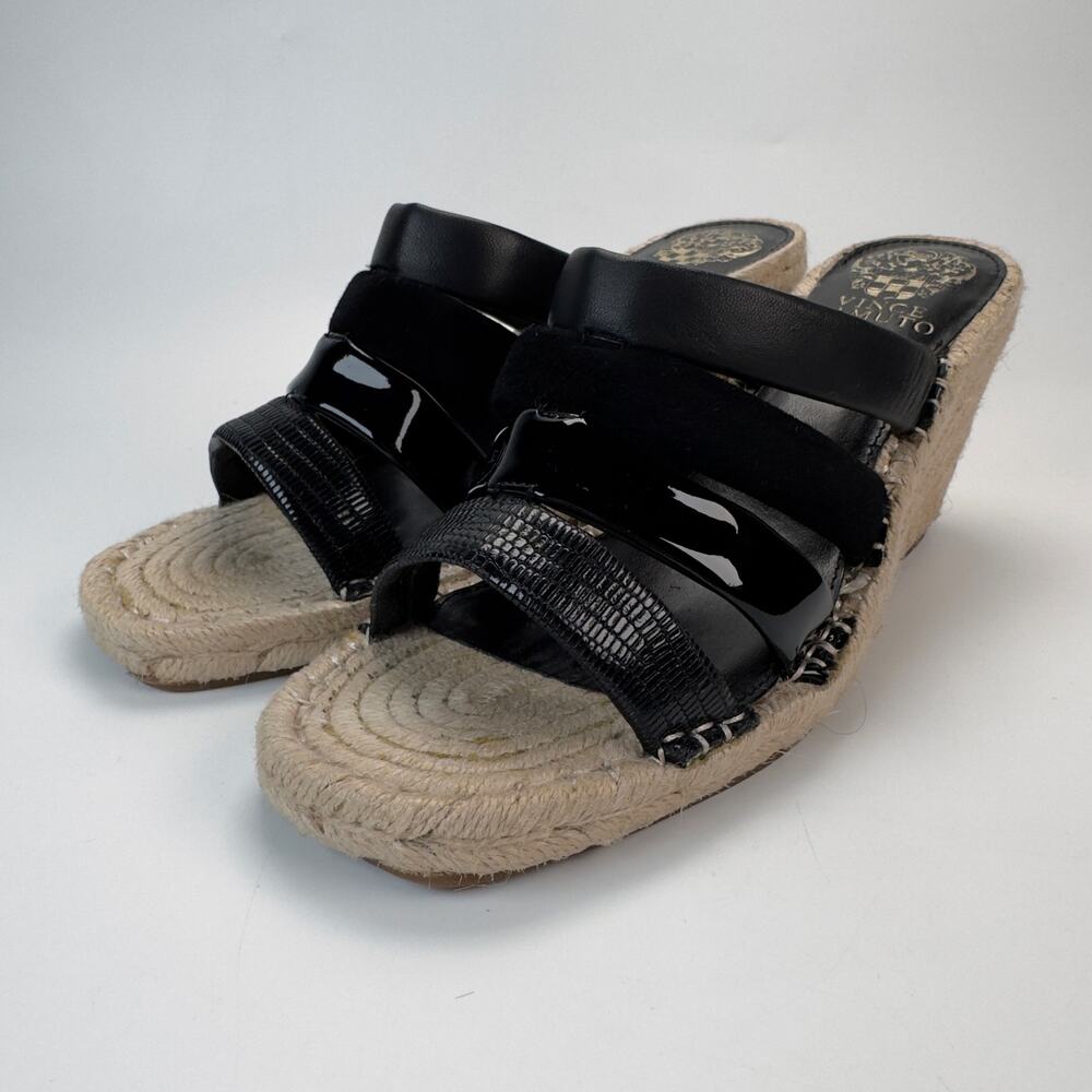 Vince Camuto Women's Wedge Heels Black Canvas Summer Size 9 - Picture 11 of 12
